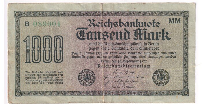 Vokietija 1922 1000 markių VF