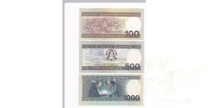 1991-1994 m. 100, 500, 1000 litų rinkinys, UNC!