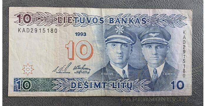 #56 1993 m. 10 litų  KAD serija VF!