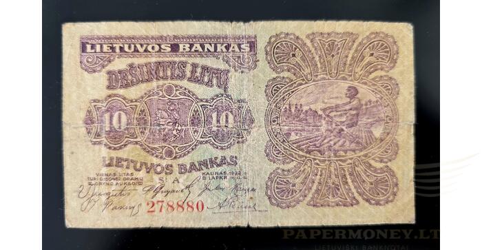 #18 1922 m. 10 litų, A seija, VF