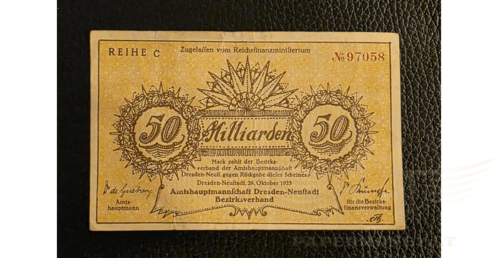 Vokietija 1923 50 milijardų markių VF - Germany, 50 mld. Mark 1923, Dresden-Neustadt, VF