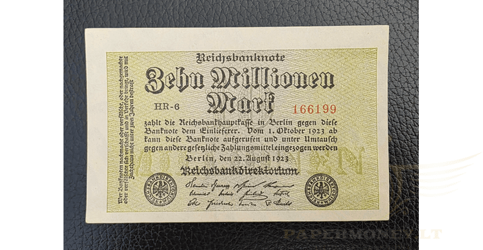 Vokietija 1923, 10 milijonų markių XF - Germany 10.000.000 mark 1923. XF. P-106