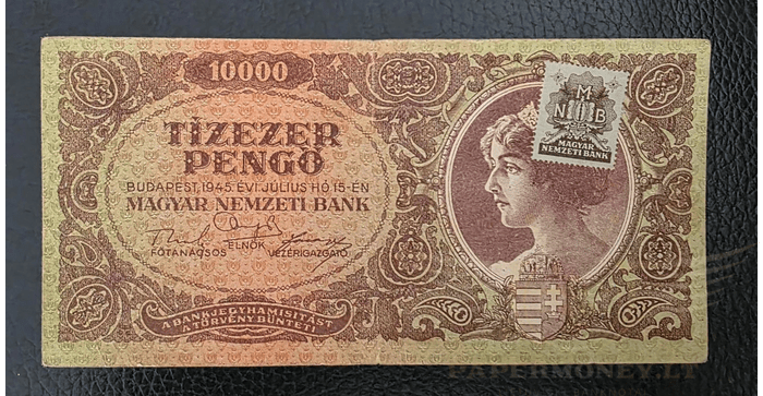 Vengrija 1945 10000 pengo VF - Hungary 10.000 pengo 1945, VF