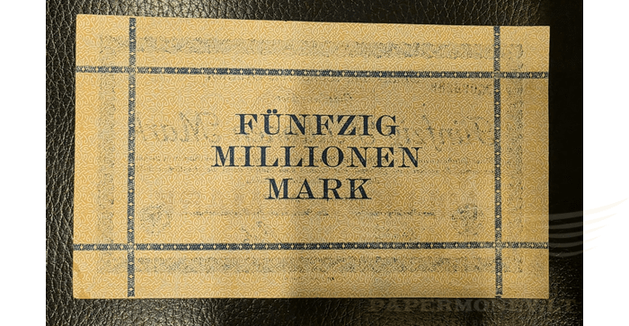 Vokietija 1923 50 milijonų markių aUNC - Germany - Weimar Republic Aachen 50 Million Mark 1923, aunc
