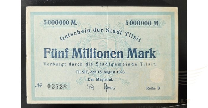 Tilžė, 1923, 5 milijonai markių,VF+