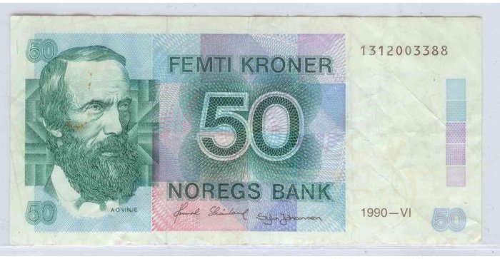 Norvegija 1990 50 kronų VF
