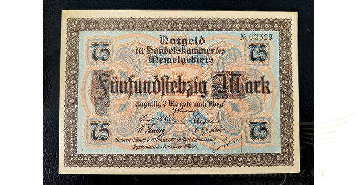 1922 m. 75 Memel markės, aUNC!