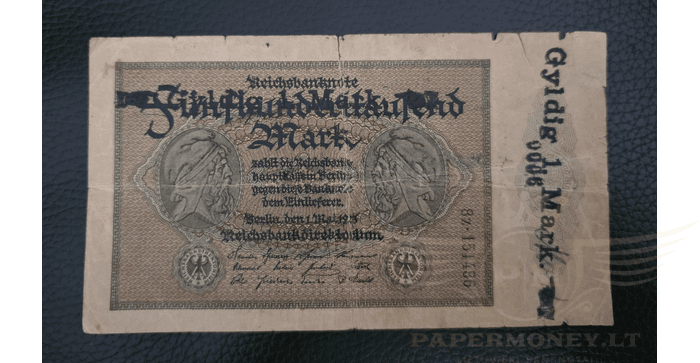 Vokietija 1923 500 000 markių VF - GERMANY 500.000 Mark, 1923 Germany, VF