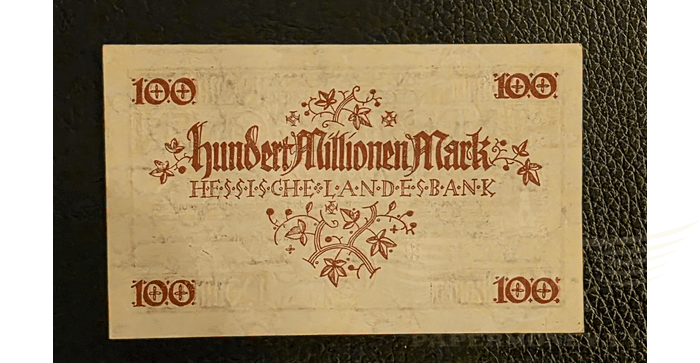 Vokietija 1923, 100 milijonų markių aunc - Darmstadt/ Hessische Landesbank, 100.000.000 Mark, 1923 Germany, aunc