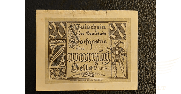 Austrija 1920 20 helerių VF -  20 Heller 1920 Austria, VF