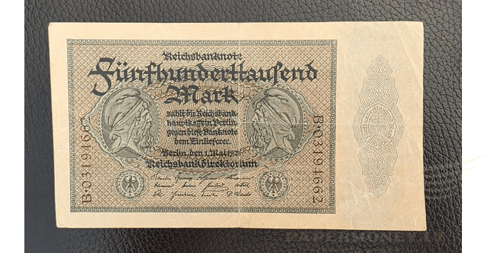 Vokietija 1923, 500 000 markių VF - Germany 500.000 mark 1923. VF