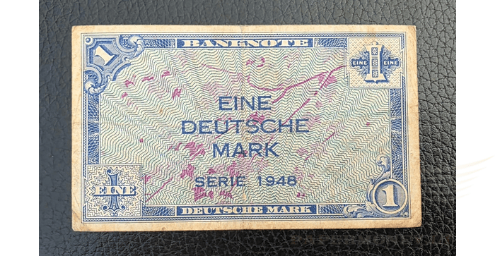 Vokietija 1948, 1 markė VF - Germany, P-2a, 1 Deutsche Mark, 1948, vf
