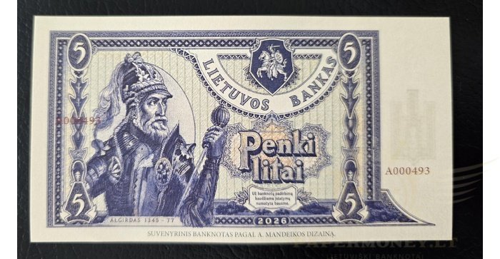 SUVENYRINIS BANKNOTAS. 5 LITAI. ALGIRDAS