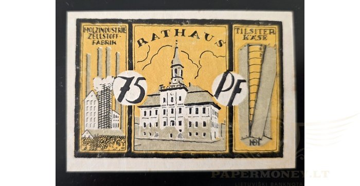 Tilžė, 1921, 75 pfenigiai,UNC
