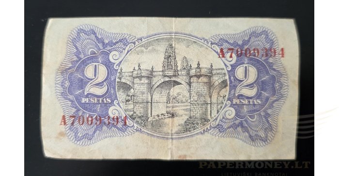 Ispanija  2 pesetos, VF, 1938