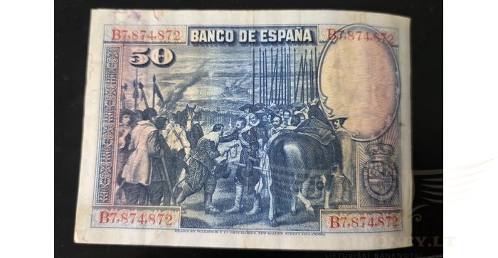 Ispanija  50 pesetų, VF, 1928