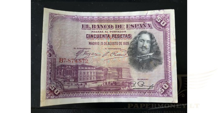 Ispanija  50 pesetų, VF, 1928