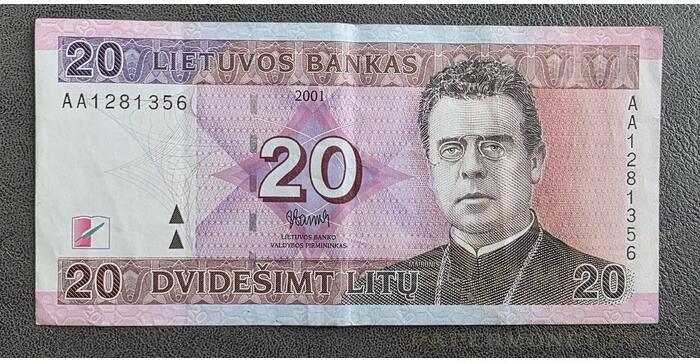 #66 2001 m. 20 litų AA serija XF !