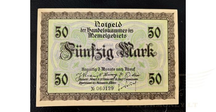 1922 m. 50 Memel markių aUNC!