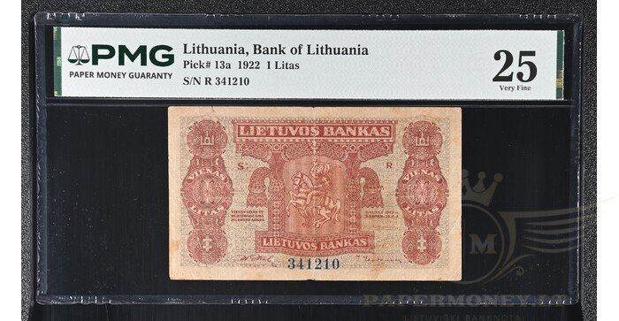 #13 1922 m. 1 litas serija R, PMG25!