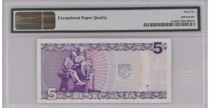 #55 1993 m. 5 litai  GAA serija PMG66!