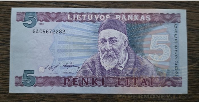 #55 1993 m. 5 litai  GAC serija aUNC !