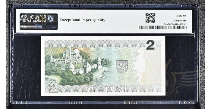 #54 1993 m. 2 litai  DAC serija PMG66 !