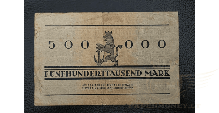 Vokietija 1923 500 000 markių VF - GERMANY DUSSELDORF 500000 MARK 1923 EMERGENCY MONEY NOTGELD, VF