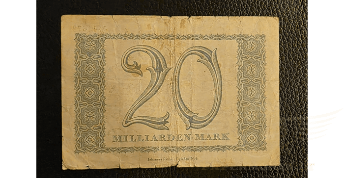 Vokietija 1923 20 milijardų markių VF - GERMANY BANKNOTE 20 BILLION MARK STADT-FREITAL 1923, VF