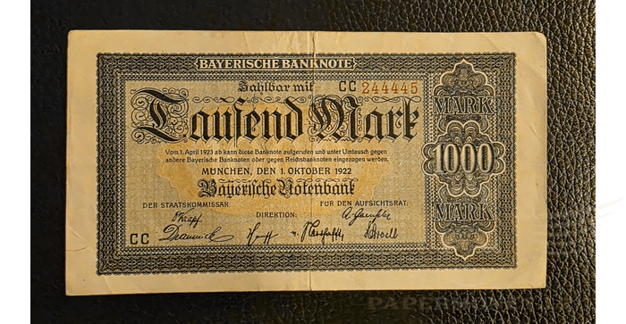 Vokietija 1922  1000  markių VF - Bayerische Notenbank, 1000 Mark, 1922 Germany, Munchen, VF