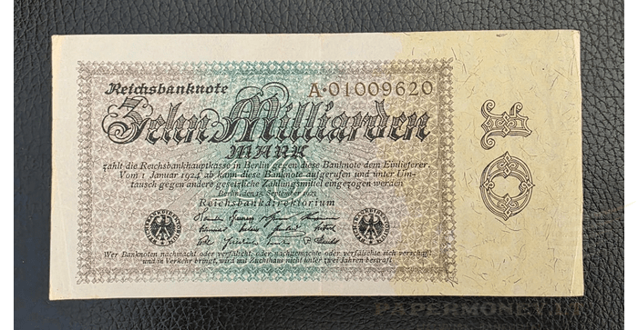Vokietija 1923, 10 milijardų markių VF - 10.000.000.000 Mark, 1923 Germany, VF