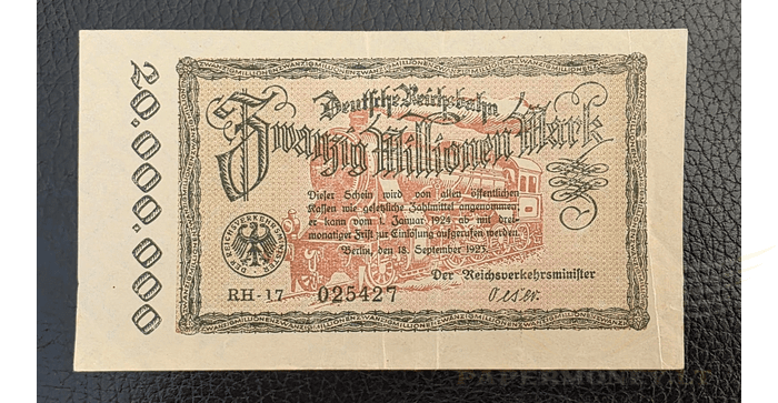 Vokietija 1923, 20 milijonų markių VF - Germany 20.000.000 mark 1923. VF. P-S1015