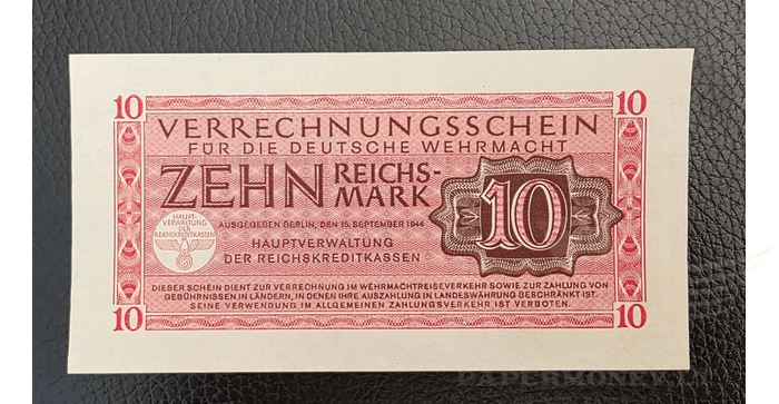 Vokietija 1944 10 reichsmarkių UNC - Germany 10 reichsmark 1944. UNC. P-M40