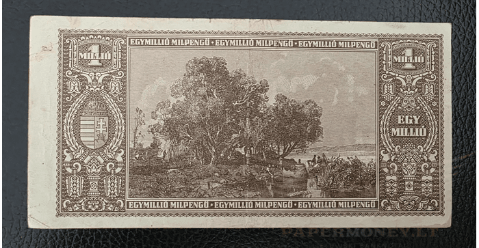 Vengrija 1946, 1 milijonas pengo VF -  Hungary, 1000000 Milpengo Miilion, 1946, VF