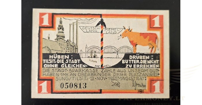 Tilžė, 1921, 1 markė,UNC
