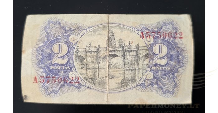 Ispanija  2 pesetos, VF, 1938