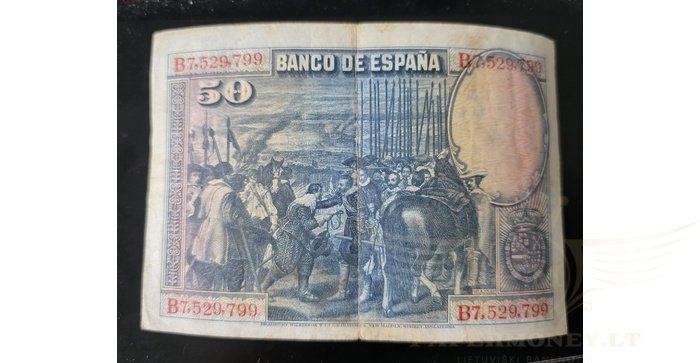 Ispanija  50 pesetų, VF, 1928