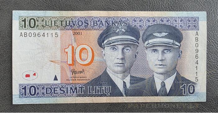 #65 2001 m. 10 litų AB serija VF !