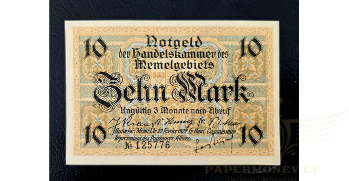 1922 m. 10 Memel markių UNC!