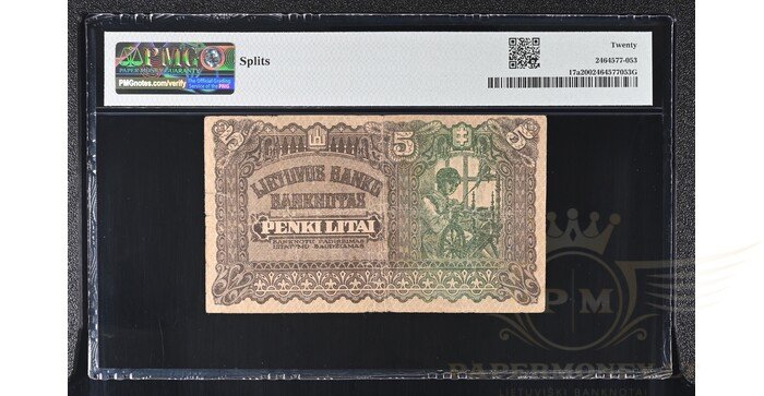 #17 1922 m. 5 litai serija J, PMG20! 1