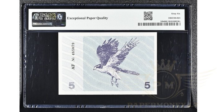 #34b 1991 m. 5 talonai su užrašu AF serija PMG66!