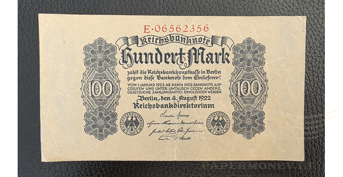 Vokietija 1922, 100 markių VF -  GERMANY #75 1922 VF CIRCULATED 100 MARK