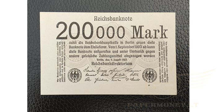 Vokietija 1923, 200 000 markių UNC - Germany 200.000 mark 1923. UNC. P-100