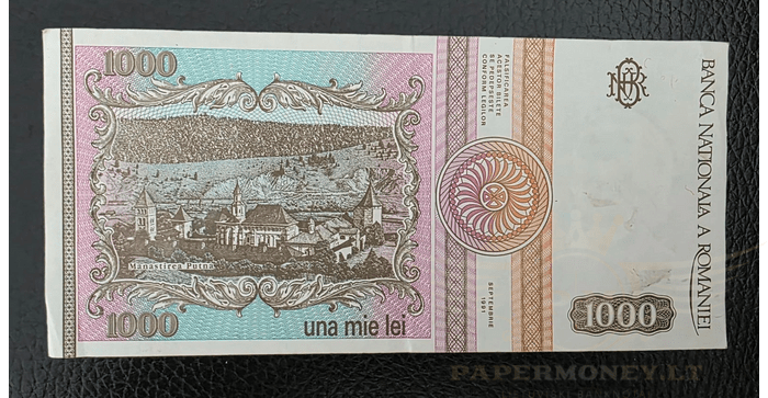 Rumunija 1991, 1000 lėjų VF - ROMANIA-1000 LEI-1991 VF