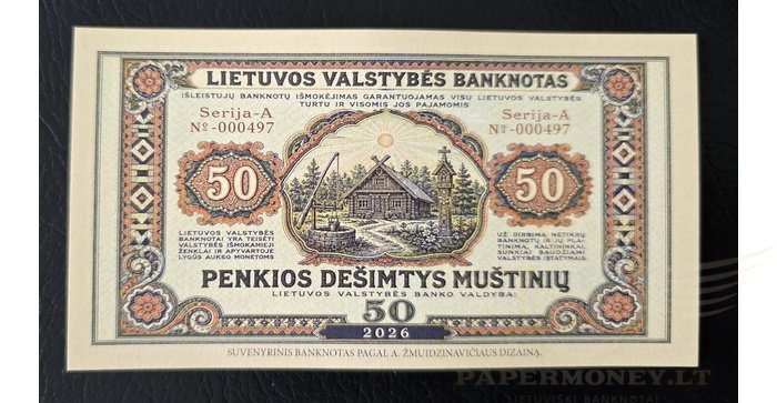 SUVENYRINIS BANKNOTAS. 50 MUŠTINIŲ