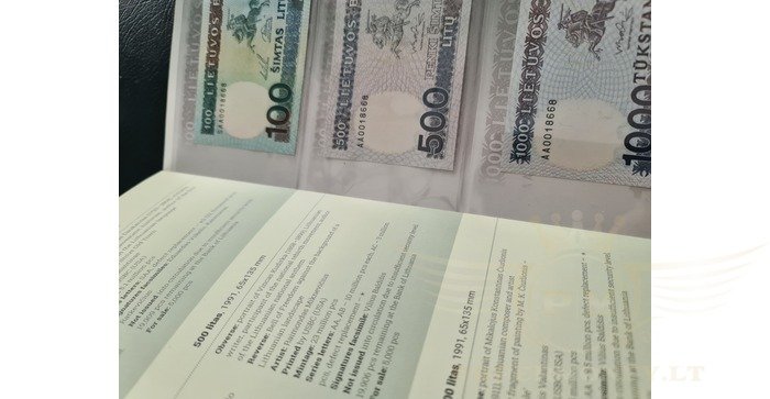 1991-1994 m. 100, 500, 1000 litų rinkinys, UNC!