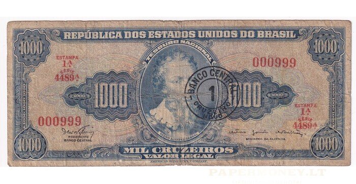 Brazilija 1000 cruseiros VF nr000999