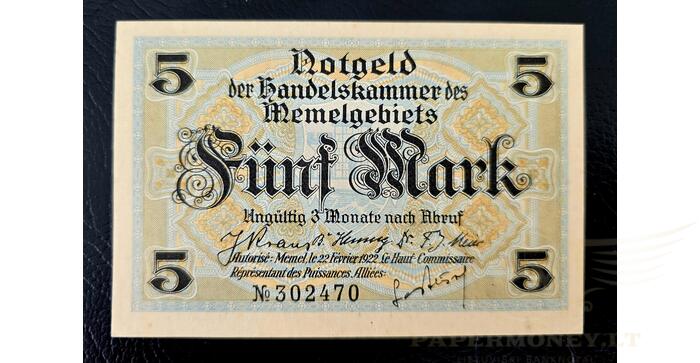 1922 m. 5 Memel markės aUNC