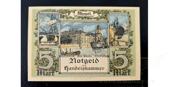 1922 m. 5 Memel markės aUNC 1