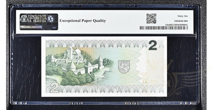 #54 1993 m. 2 litai  DAD serija PMG66!
